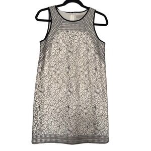 LOFT Women's‎ White Black Lace Overlay Shift Dress Size 0